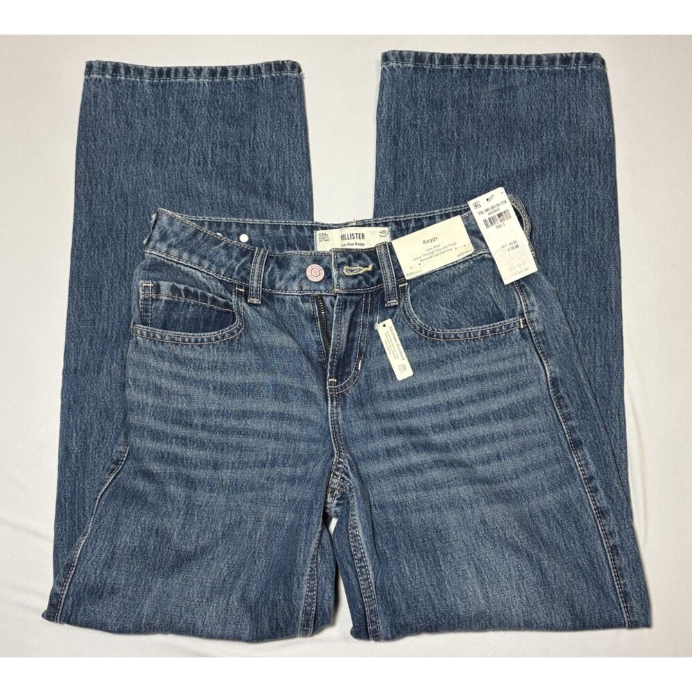 Hollister Low-Rise Baggy Jeans 000 Short W23 Medium Wash NWT